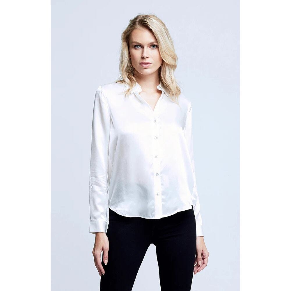 Luxury Van Tisse | M | Women's 100% Silk Button Up Top Blouse Shirt  Long Sleeve